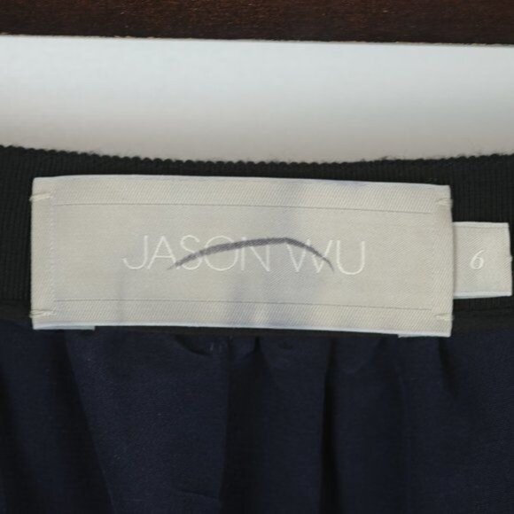 Jason Wu Women's Size 0 Blue & Red Striped 100% Silk Ribbon Mini Skirt - Picture 5 of 7